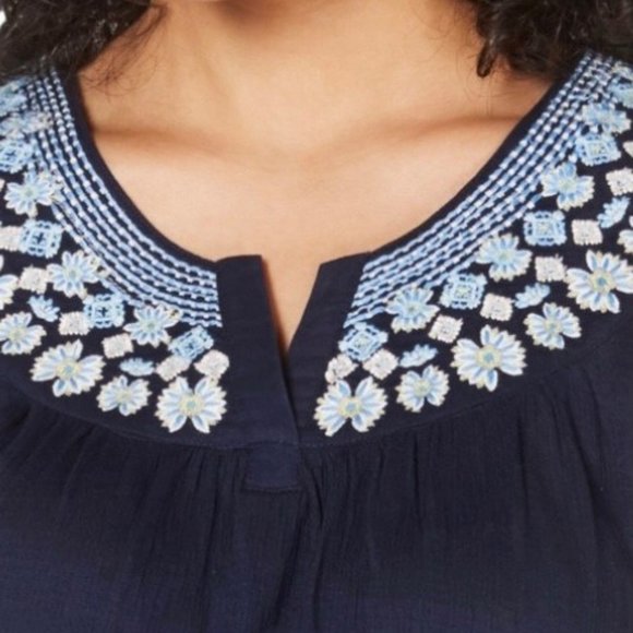 Style & Co Womens Sleeveless Embroidered Blouse - Picture 3 of 6